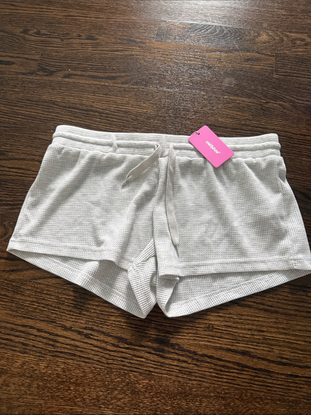 Edikted White Waffle-Knit Lounge Shorts